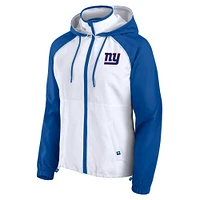 Veste à capuche anorak entièrement zippée Fanatics New York Giants blanche pour femme