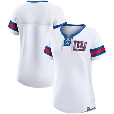 Women's Fanatics White New York Giants Sunday Best Lace-Up T-Shirt