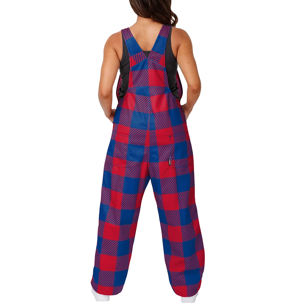 Women's FOCO Royal New York Giants Big Logo Plaid Overalls