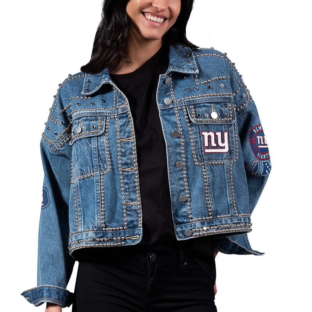 Women's G-III 4Her by Carl Banks New York Giants First Finish Medium Denim Full-Button Jacket