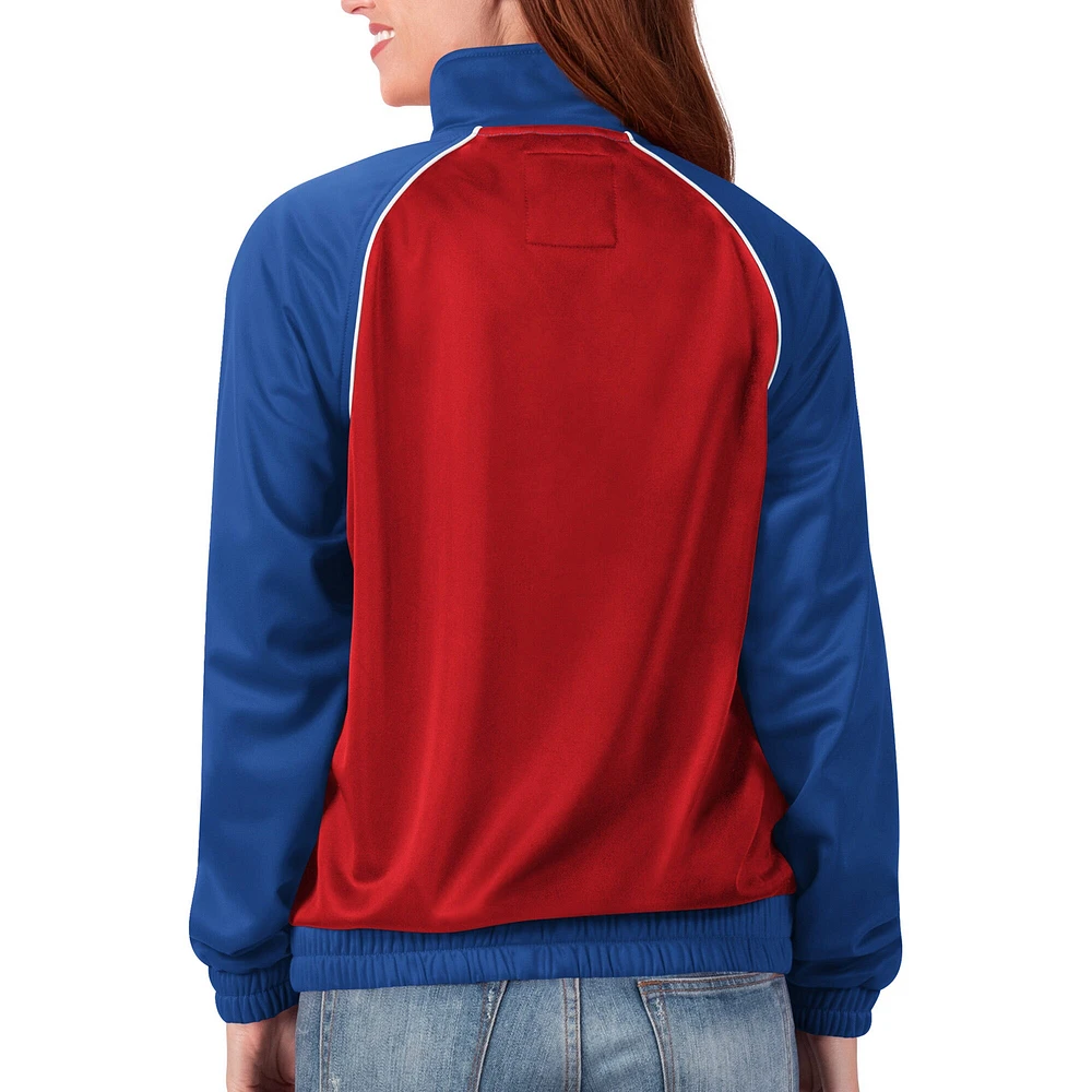 Women's G-III 4Her by Carl Banks Royal New York Giants Backfield Raglan - Full-Zip Track Jacket