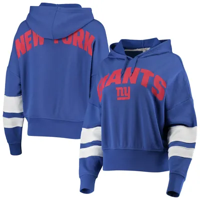 Women's Junk Food Royal Denver Broncos Sideline Stripe Pullover Hoodie