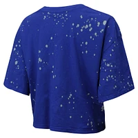 T-shirt court à col cranté Majestic Threads Royal New York Giants Bleach Splatter pour femmes