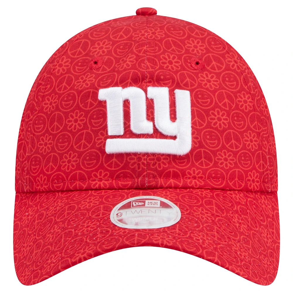 Casquette réglable Smiley 9TWENTY New York Giants New Era pour femme rouge