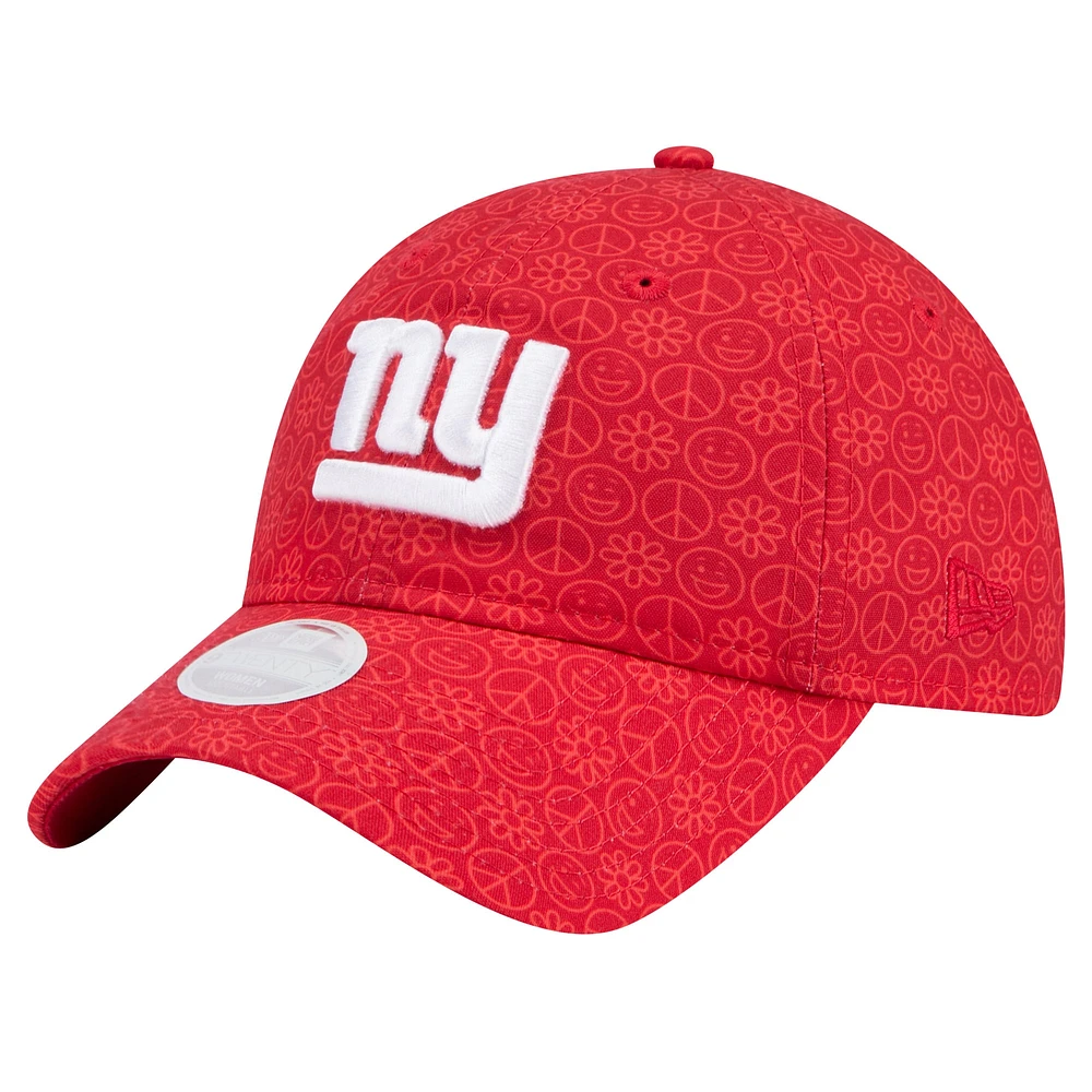 Casquette réglable Smiley 9TWENTY New York Giants New Era pour femme rouge