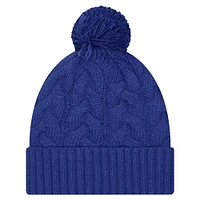 Bonnet en tricot torsadé à revers et pompon Royal New York Giants pour femme de New Era