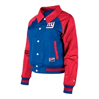 Veste raglan à boutons-pression Royal New York Giants Coaches Era pour femme