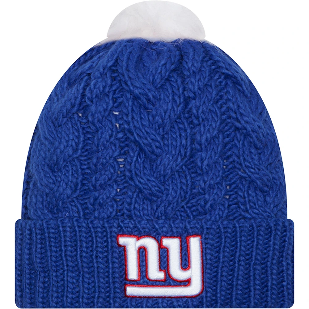 Bonnet en tricot à revers New Era New York Giants pour femme avec pompon