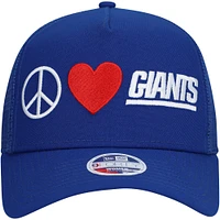 Casquette ajustable Peace & Love Trucker 9FORTY Royal New York Giants de New Era pour femme