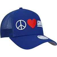 Women's New Era Royal New York Giants Peace & Love Trucker 9FORTY Adjustable Hat