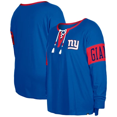 T-shirt à manches longues et col cranté New Era Royal York Giants pour femme