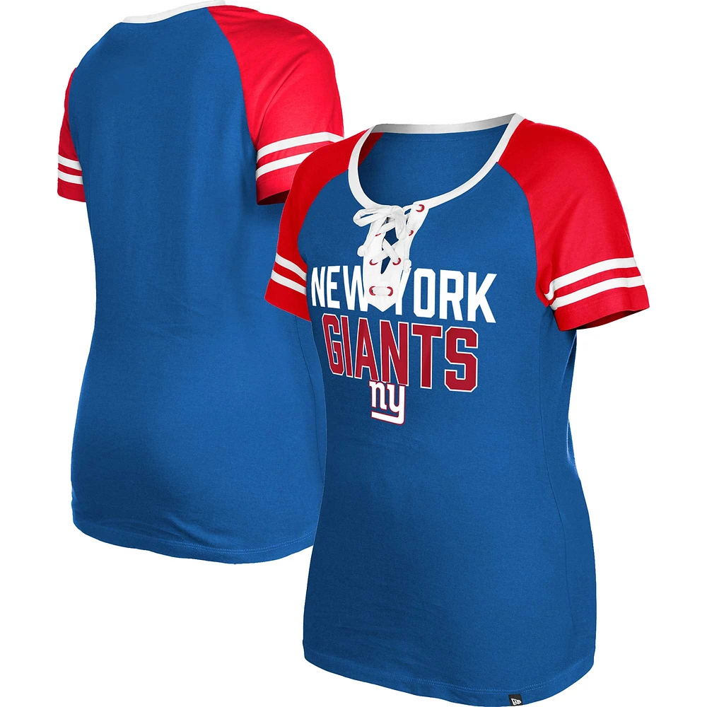 Women's New Era  Royal York Giants Raglan Lace-Up T-Shirt