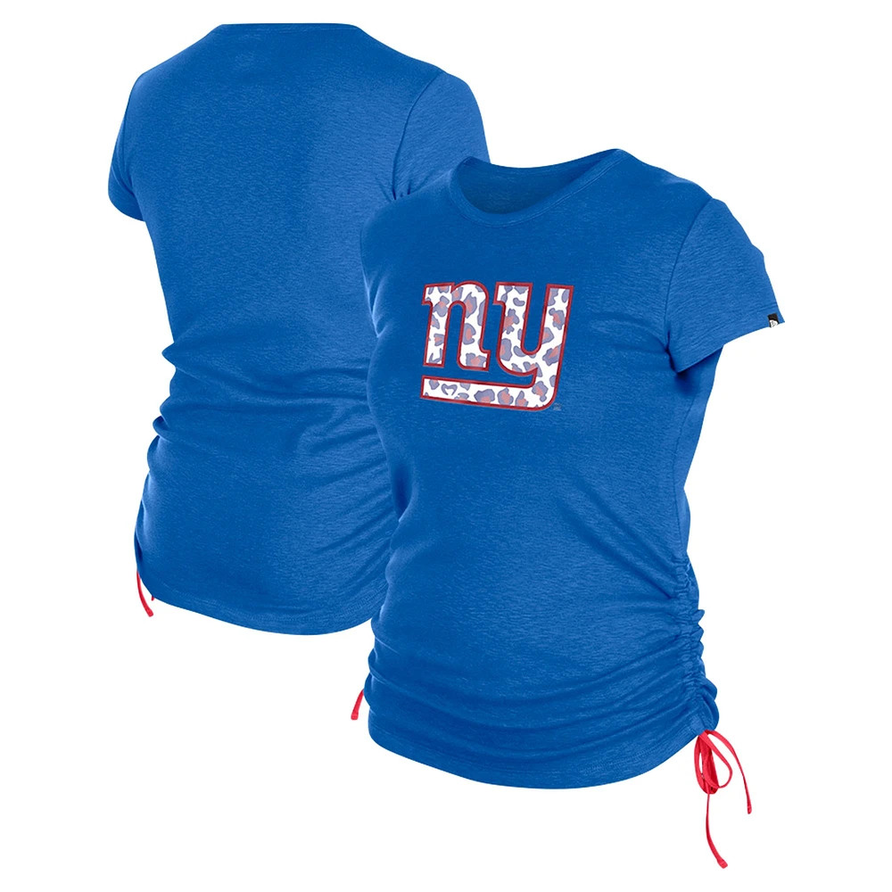 T-shirt froncé sur le côté des Royal New York Giants Era pour femme