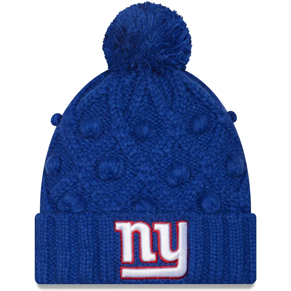 Chandail en tricot à pompons Toasty Cuffed Pom des New York Giants Royal New Era pour femme - Bonnet