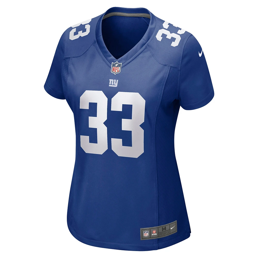 Maillot de joueur match Nike Aaron Robinson Royal New York Giants pour femme