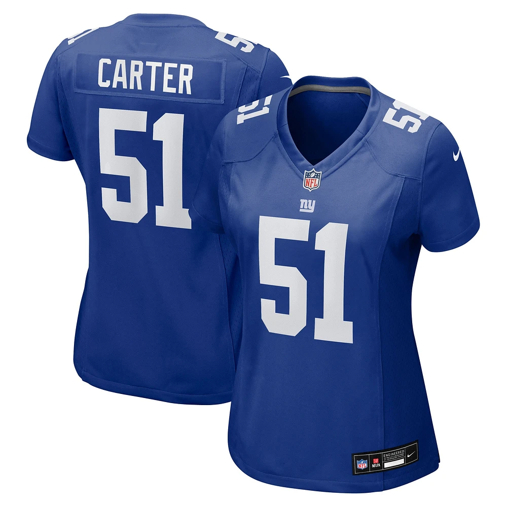 Maillot Nike Abdul Carter Royal pour femme, choix de premier tour des Giants New York