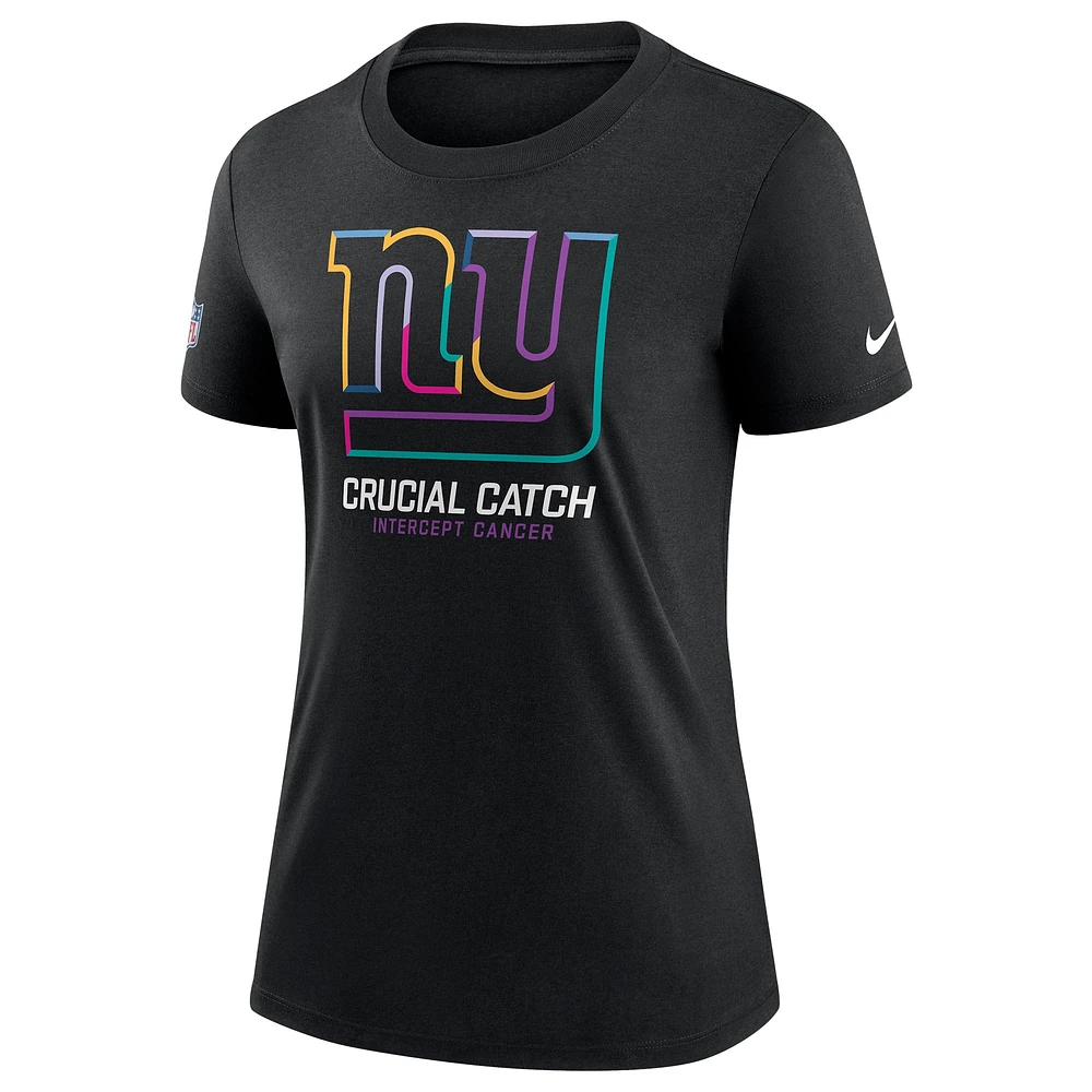 T-shirt Nike noir New York Giants NFL Crucial Catch Tri-Blend 2024 pour femme