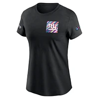 T-shirt Nike noir New York Giants Crucial Catch Sideline Tri-Blend pour femme