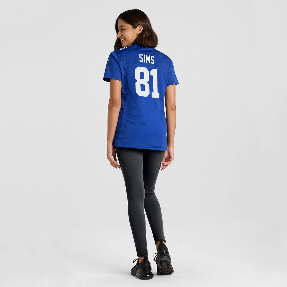 Women's Nike Cam Sims  Royal New York Giants Team Game Jersey