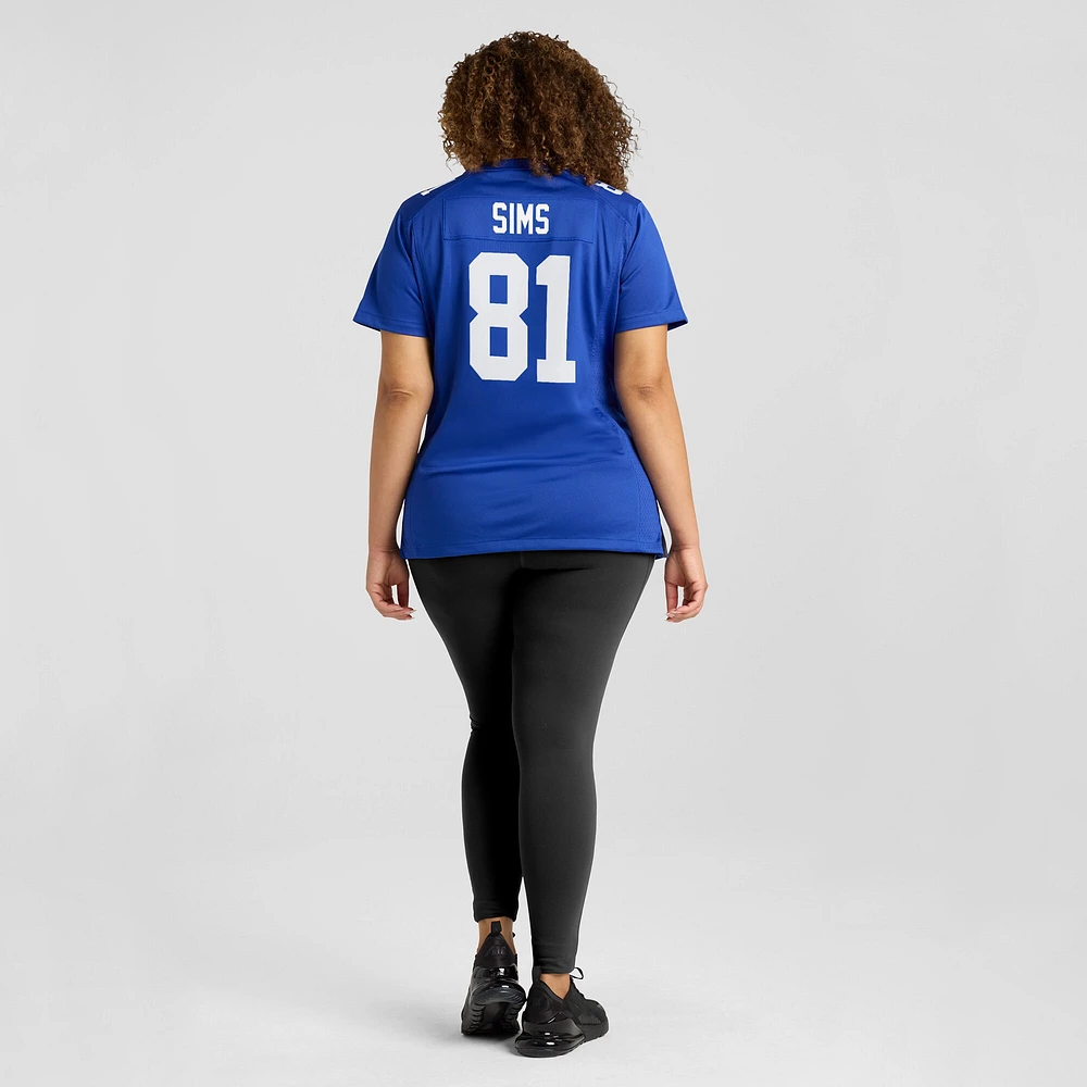 Women's Nike Cam Sims  Royal New York Giants Team Game Jersey