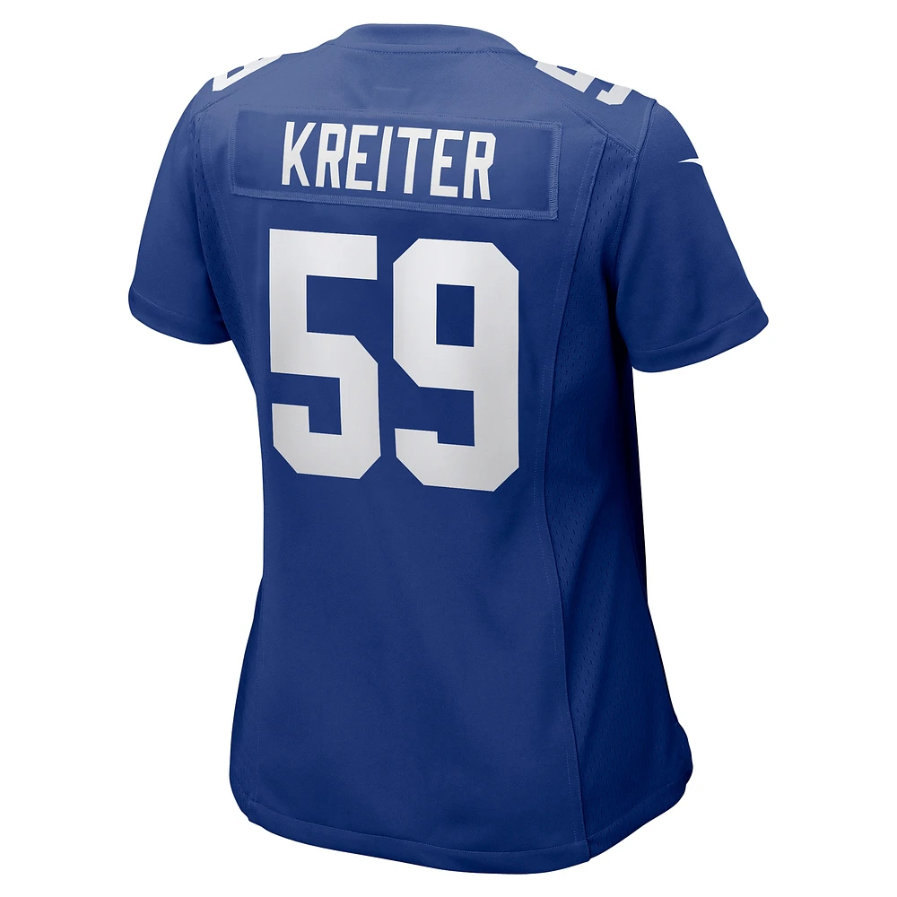 Women's Nike Casey Kreiter Royal New York Giants Team Game Jersey