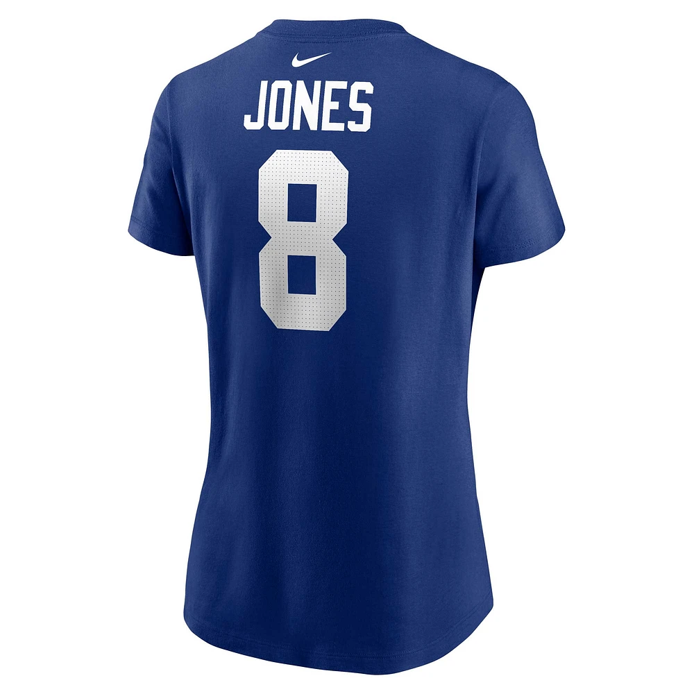 T-shirt avec nom et numéro du joueur Nike Daniel Jones Royal des Giants de New York pour femme