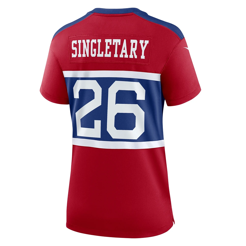 Maillot de jeu joueur alternatif des New York Giants Nike Devin Singletary Century rouge pour femme