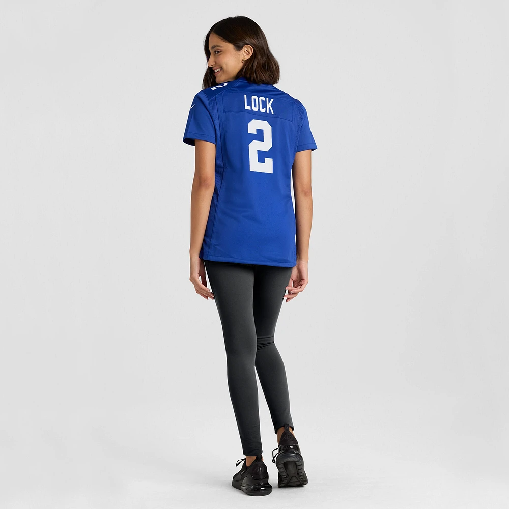 Maillot de match Nike Drew Lock Royal New York Giants pour femme