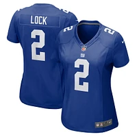 Maillot de match Nike Drew Lock Royal New York Giants pour femme