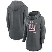 Sweat à capuche raglan col cheminée Nike Heather Charcoal New York Giants pour femme