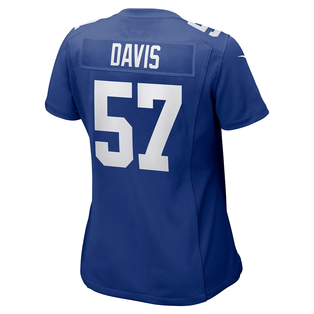 Maillot de match l'équipe Nike Jarrad Davis Royal New York Giants pour femme