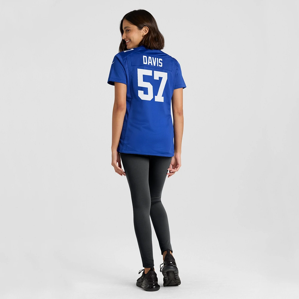 Maillot de match l'équipe Nike Jarrad Davis Royal New York Giants pour femme