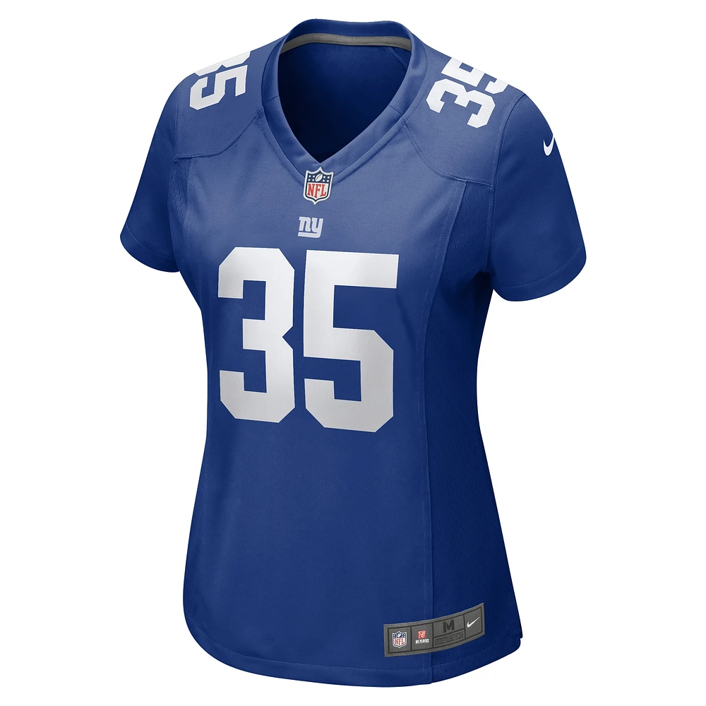 Maillot de match l'équipe Nike Jashaun Corbin Royal New York Giants pour femme