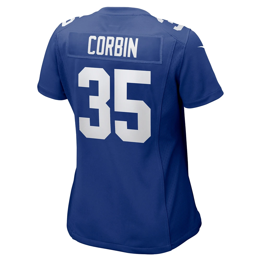 Maillot de match l'équipe Nike Jashaun Corbin Royal New York Giants pour femme