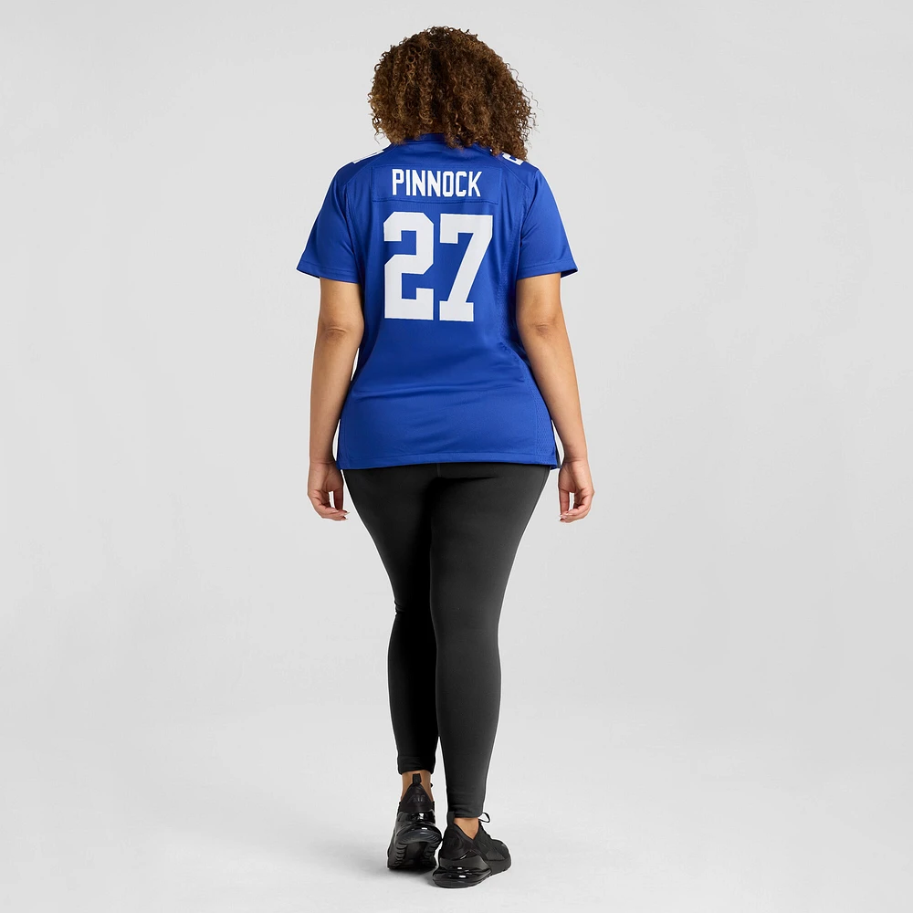 Maillot de joueur match Nike Jason Pinnock Royal New York Giants pour femme