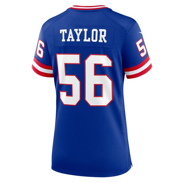 Maillot de match classique joueur retraité Nike Lawrence Taylor Royal New York Giants pour femme