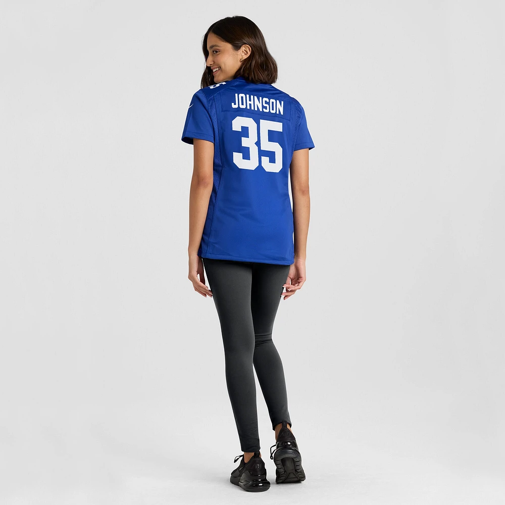 Maillot de joueur Nike Leonard Johnson Royal New York Giants pour femme