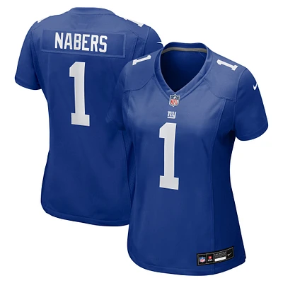 Maillot de match Nike Malik Nabers Royal New York Giants pour femme