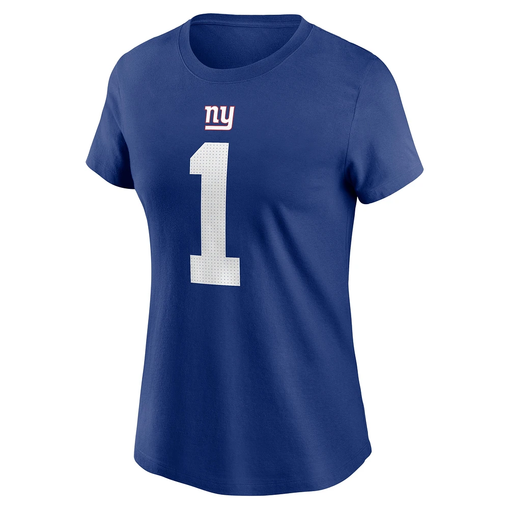 Women's Nike Malik Nabers Royal New York Giants  Name & Number T-Shirt