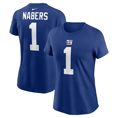 Women's Nike Malik Nabers Royal New York Giants  Name & Number T-Shirt