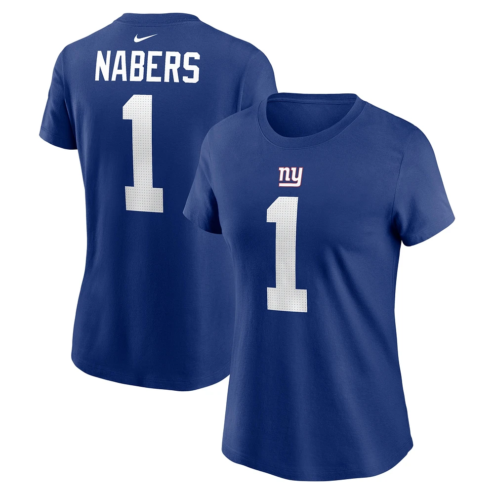 Women's Nike Malik Nabers Royal New York Giants Player Name & Number T-Shirt