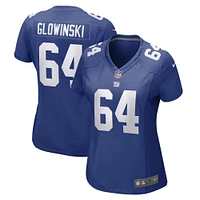 Maillot de joueur match Nike Mark Glowinski Royal New York Giants pour femme