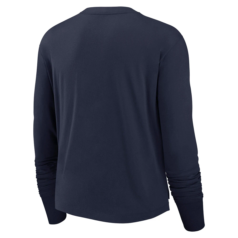 T-shirt à manches longues court et tendance avec logo superposé Nike New York Giants pour femme