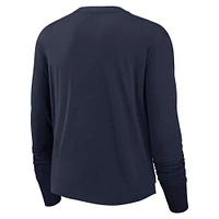 T-shirt à manches longues court et tendance avec logo superposé Nike New York Giants pour femme