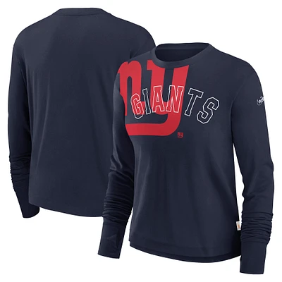 T-shirt à manches longues court et tendance avec logo superposé Nike New York Giants pour femme