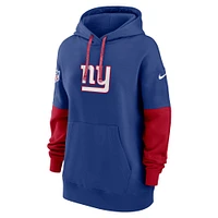 Women's Nike Royal New York Giants 2024 Sideline Essential Fleece Pullover Hoodie