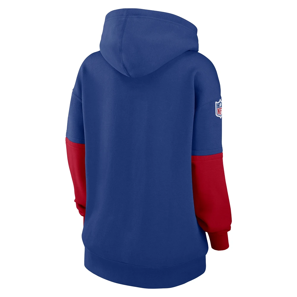 Women's Nike Royal New York Giants 2024 Sideline Essential Fleece Pullover Hoodie