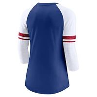 T-shirt raglan à manches 3/4 pour femme Nike Royal New York Giants Fashion