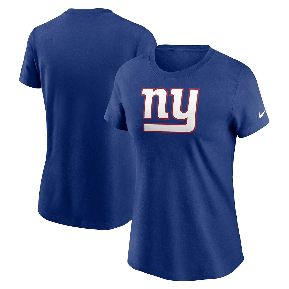 T-shirt essentiel avec logo Nike Royal New York Giants pour femme