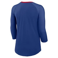 Women's Nike Royal New York Giants Raglan 3/4 Sleeve T-Shirt